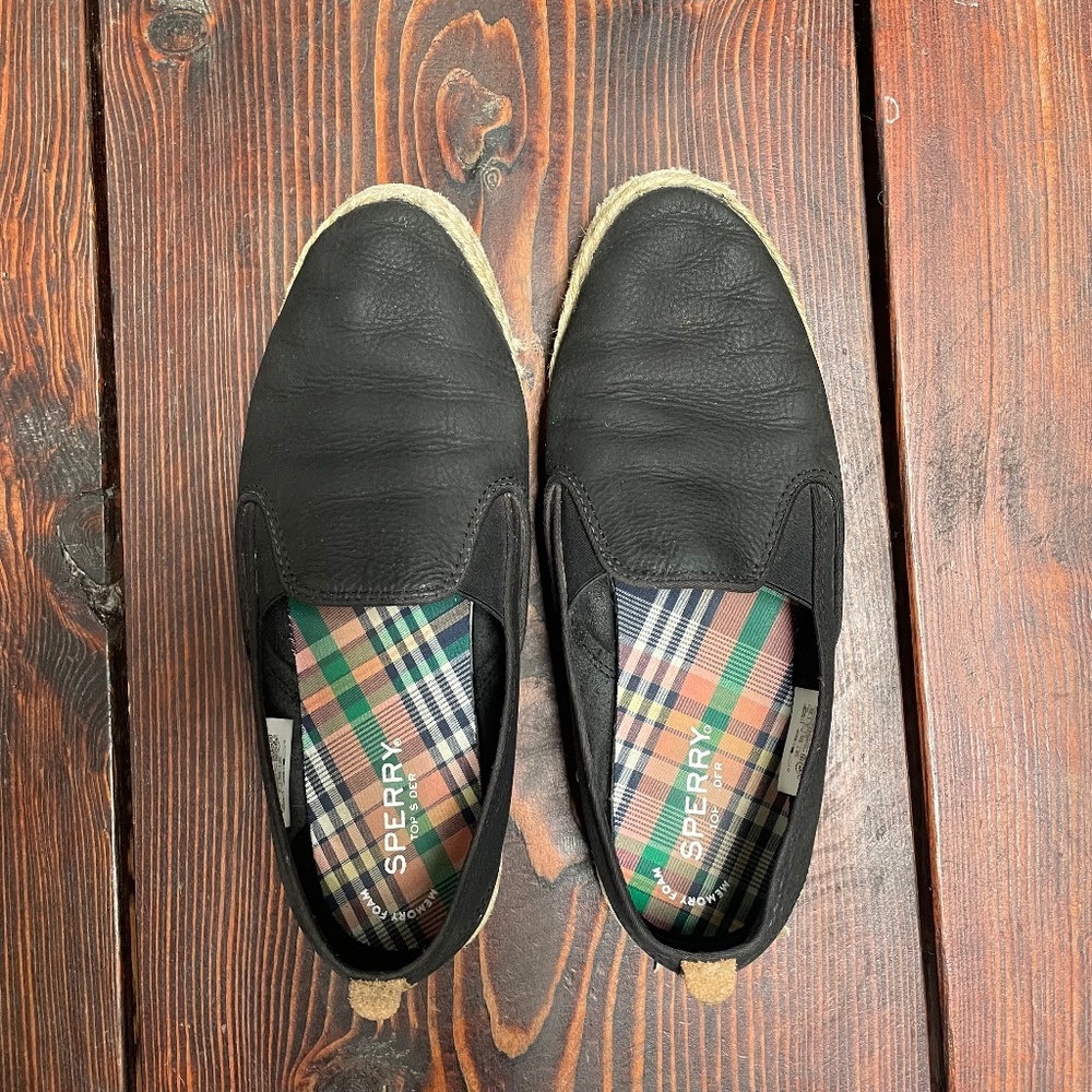 Sperry | Black Leather | Sailor Slip On | 8.5